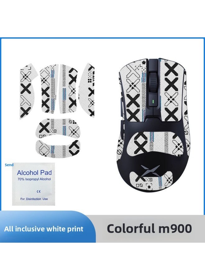 Suitable For Colorful M900 Mouse Anti-slip M900PRO Sticker Sweat-proof Sweat-absorbent Back Sticker Printed Palm Protection Film-Color:[full Package] White Printing A [send Clean Cotton]] - Image 1