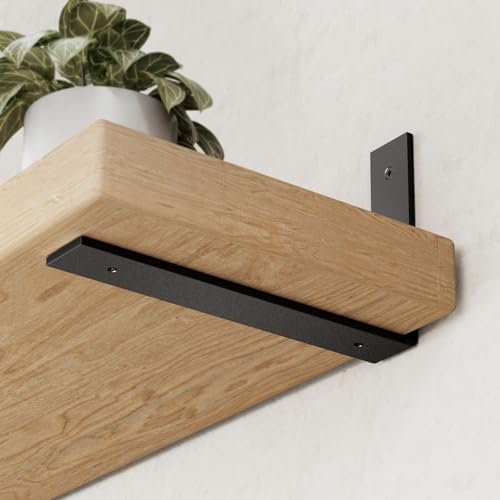 WEKIS 6-Pack Heavy Duty 12-Inch Black Shelf Brackets, L Shelf Bracket 12 Inch for Floating Shelves, 1/5-Inch Thick - Image 1