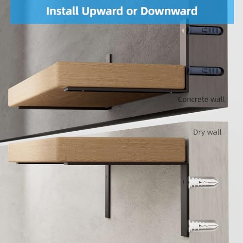 WEKIS 6-Pack Heavy Duty 12-Inch Black Shelf Brackets, L Shelf Bracket 12 Inch for Floating Shelves, 1/5-Inch Thick - Image 2