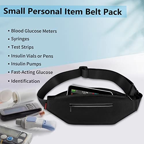 MEDMAX Diabetic Running Belt with Adjustable Waist, Insulin Pump Belt Holder Organizer Waist Pouch, Epipen Medical Fanny Pack Bag (Bag Only) (Black) - Image 3