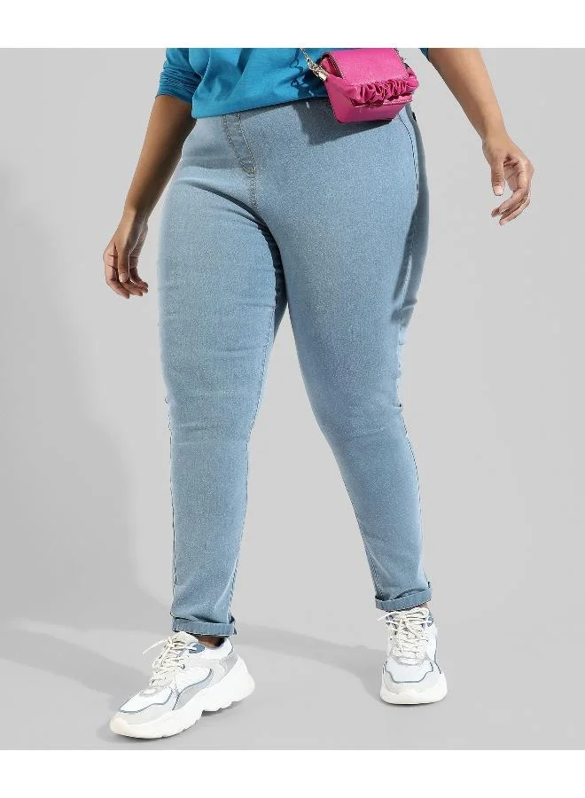 انستافاب بلس جينز نسائي ضيق عصري جديد بلون سادة