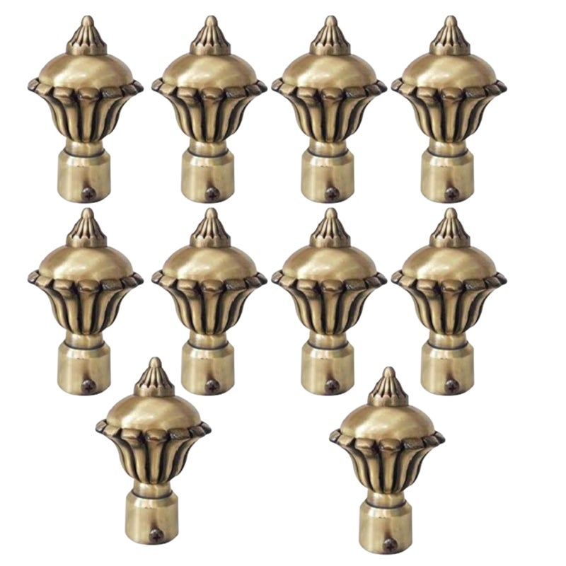 FERIO Heavy Curtain Brackets Alloy Zinc Round Curtain Finials Beautiful for Window and Door1 Inch Curtain Rod Holder Brass Antique 10 Pcs (5 Pair) - Image 5