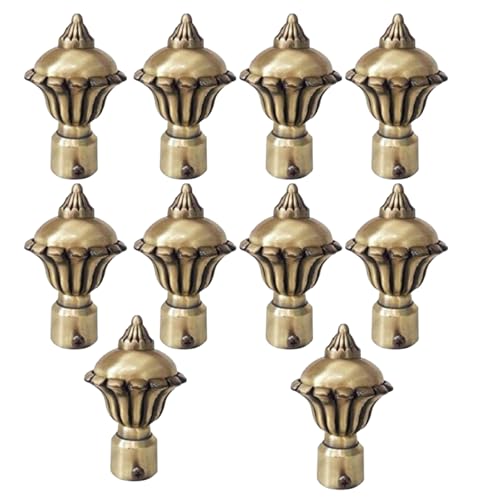 FERIO Heavy Curtain Brackets Alloy Zinc Round Curtain Finials Beautiful for Window and Door1 Inch Curtain Rod Holder Brass Antique 10 Pcs (5 Pair) - Image 1