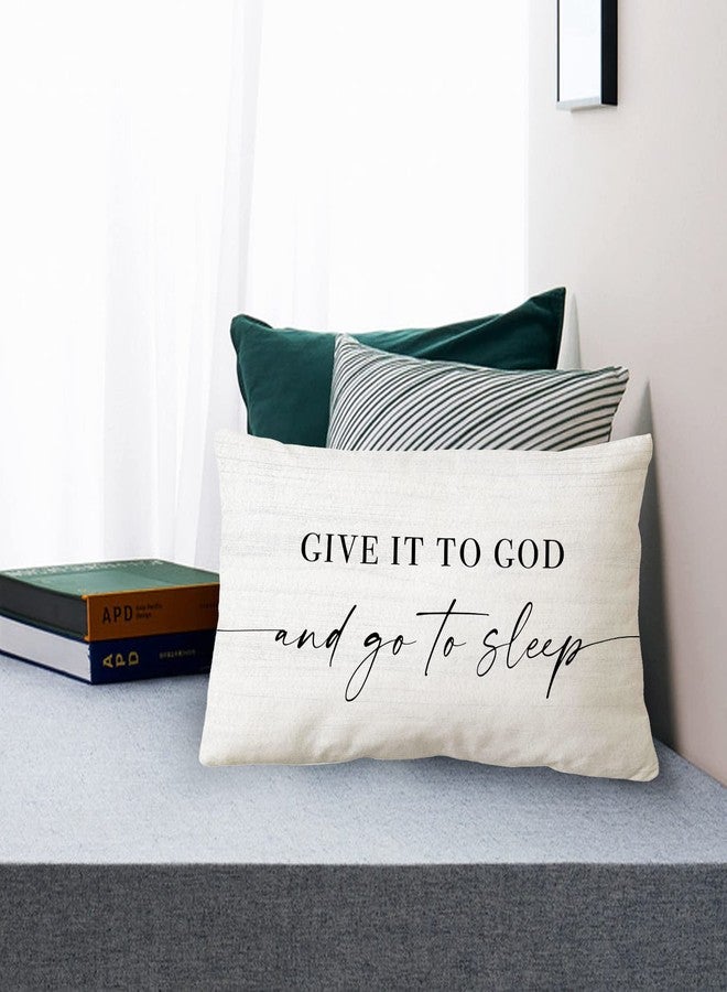 Sidhua Sleep Themed Pillowcase Decorations for Home, Farmhouse Give It to God and Go to Sleep Throw Pillow Cover 12”x20”, Religious Bible Verses Gifts, Bed Gifts - Image 2
