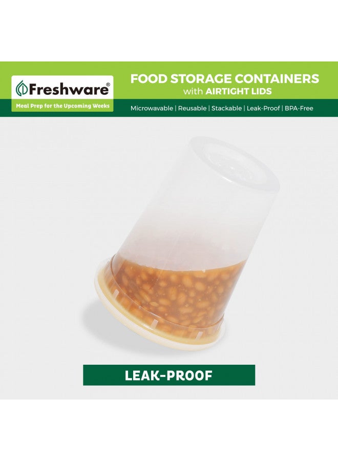 Freshware حاويات تخزين الطعام من فريش وير [24 مجموعة] 32 أونصة حاويات بلاستيكية مع أغطية، سلايم، حساء، حاويات تحضير الوجبات | خالية من BPA | قابلة للتكديس | مانعة للتسرب | آمنة للاستخدام في الميكروويف/غسالة الصحون/الفريزر - Image 5