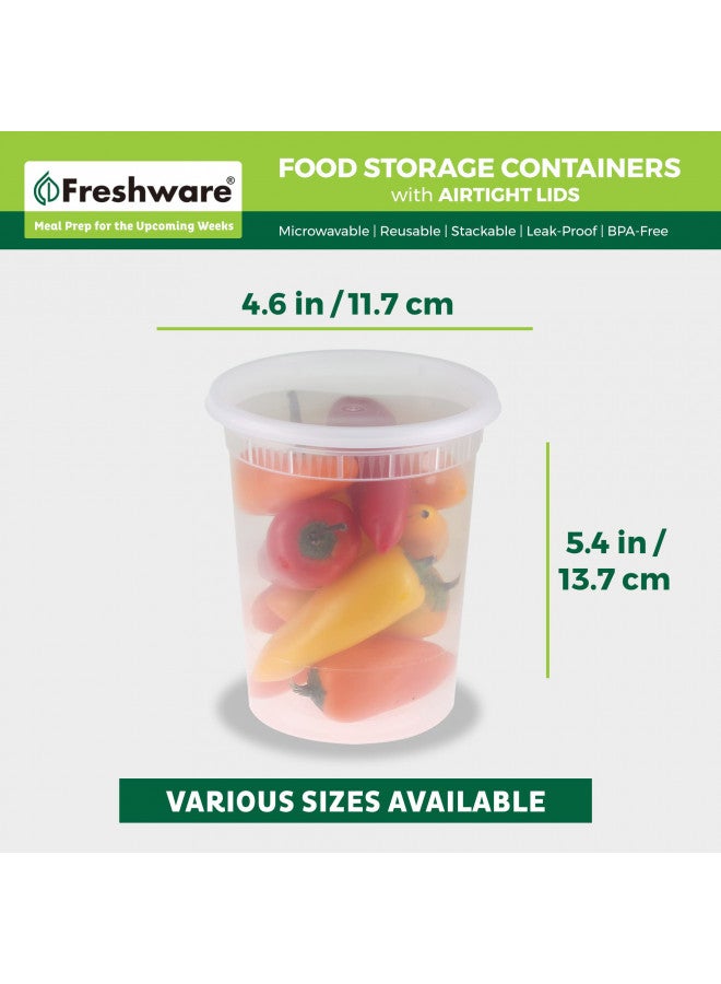 Freshware حاويات تخزين الطعام من فريش وير [24 مجموعة] 32 أونصة حاويات بلاستيكية مع أغطية، سلايم، حساء، حاويات تحضير الوجبات | خالية من BPA | قابلة للتكديس | مانعة للتسرب | آمنة للاستخدام في الميكروويف/غسالة الصحون/الفريزر - Image 4