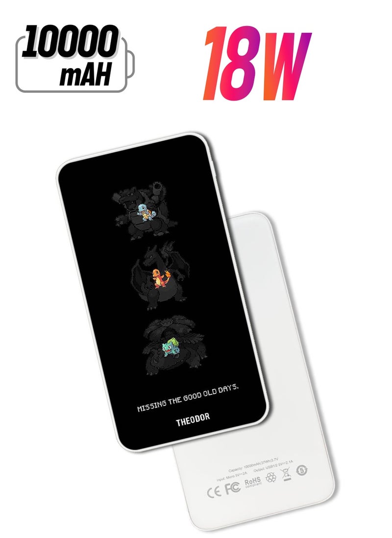 Theodor - 10,000 mAh Super Fast Charging Ultra Compact Power Bank with Quick Charge & Power Delivery, Portable Charger For iPhone and Android pokemon - Image 1