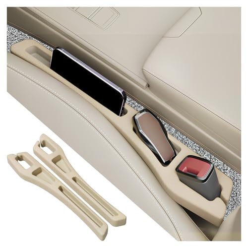 YGDMD 2PCS Car Seat Gap Filler Organizer2 in 1 Car Gap Filler with Fill and Storage Function for Storing Phones Keys CardsUniversal Multifunctional No Drop Seat Guard for Cars Beige - Image 1
