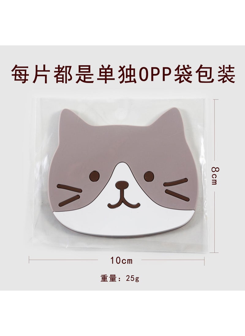 Generic - Cat cute Coaster Factory Direct PVC non-slip anti-scalding mat bowl mat silicone tea cup mat insulation mat placematGray (10 * 8cm) Gray (10 * 8cm) - Image 1