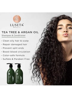 Luseta Luseta Tea Tree Oil Shampoo 33.8oz- Natural Anti Dandruff Treatment for Dry and Damaged Hair, Sulfate Free & Safe for Color Treated Hair  - Image 2