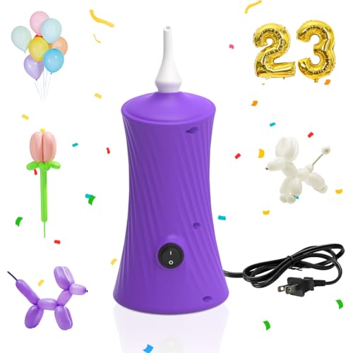 AXHJ Electric Air Balloon Pumps for Long Balloons, Inflator Blower Machine for Birthday Party Celebration Balloons Decorations for Foil Twisty Animal Balloon, Purple - Image 1