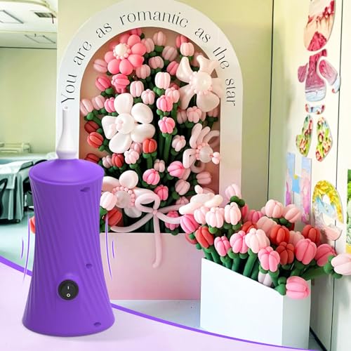 AXHJ Electric Air Balloon Pumps for Long Balloons, Inflator Blower Machine for Birthday Party Celebration Balloons Decorations for Foil Twisty Animal Balloon, Purple - Image 5