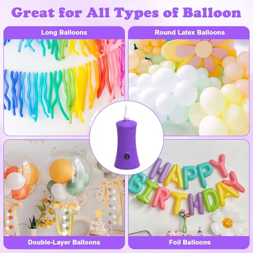 AXHJ Electric Air Balloon Pumps for Long Balloons, Inflator Blower Machine for Birthday Party Celebration Balloons Decorations for Foil Twisty Animal Balloon, Purple - Image 4