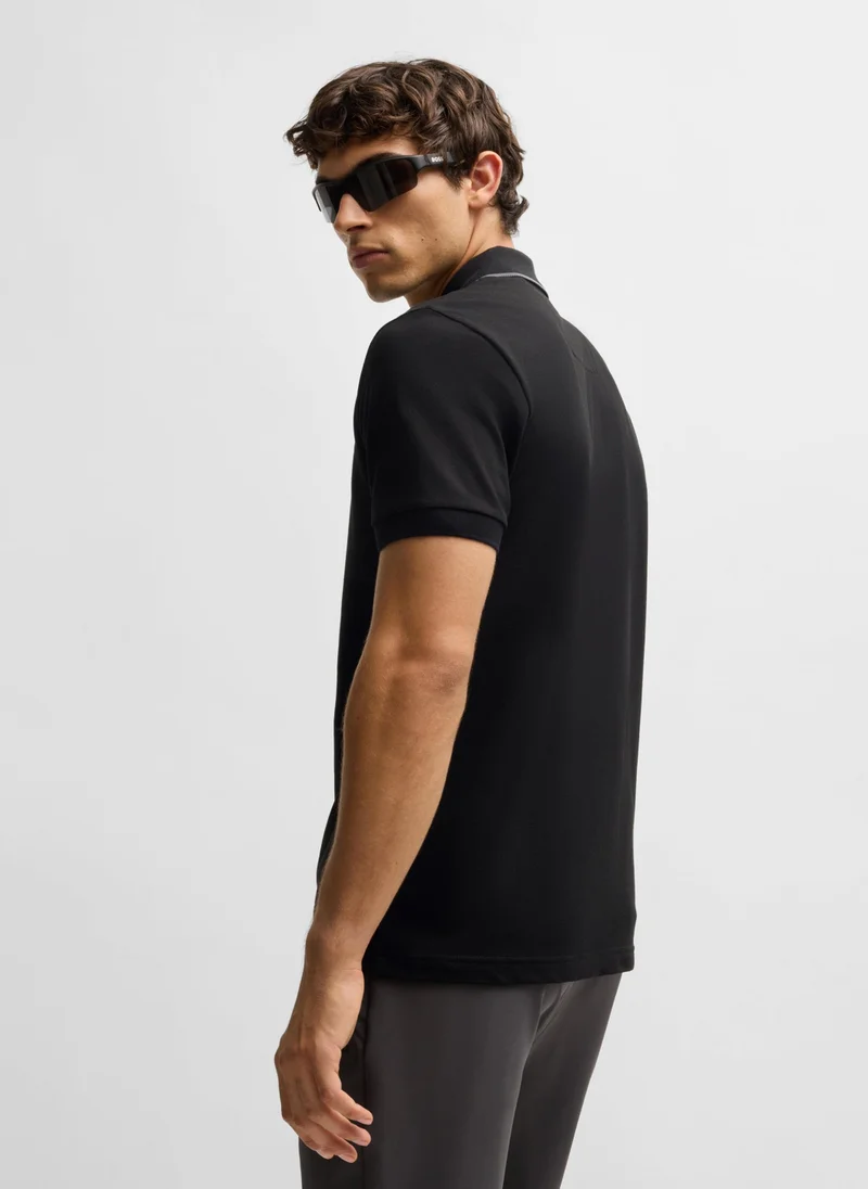 بوس Stretch-cotton polo shirt with contrast stripes