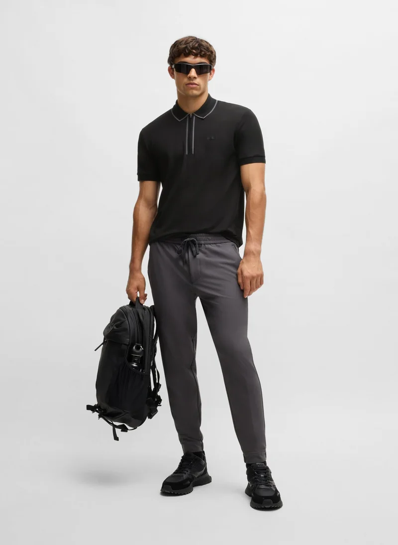 BOSS Stretch-cotton polo shirt with contrast stripes