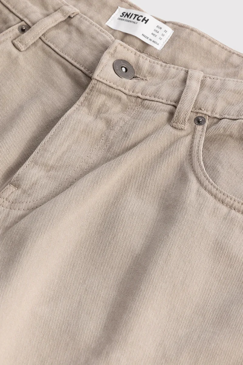 SNITCH Loose Leisure Beige Baggy Fit Jeans