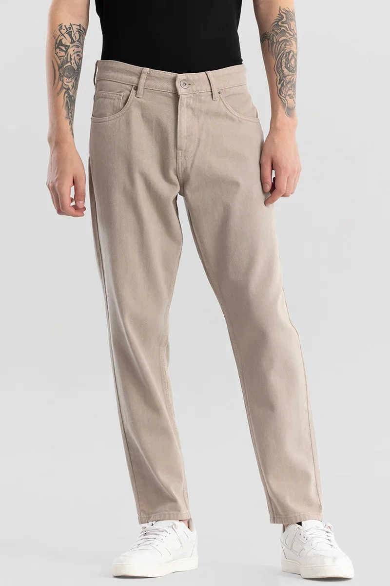 SNITCH Loose Leisure Beige Baggy Fit Jeans