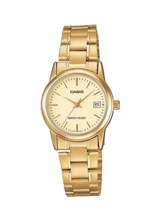 CASIO Women Water Resistant Stainless Steel Analog Watch LTP-V002G-9AVDF - 35 mm - Gold - Image 1