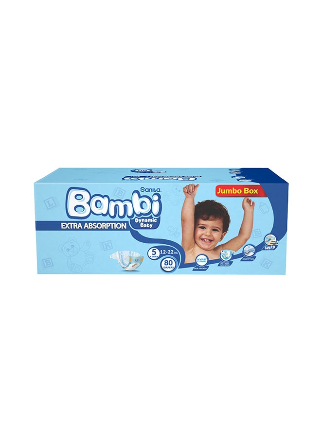 Sanita Bambi Sanita Baby Diapers Size 5, X-Large, 12-22kg, 80 Diapers - Image 2