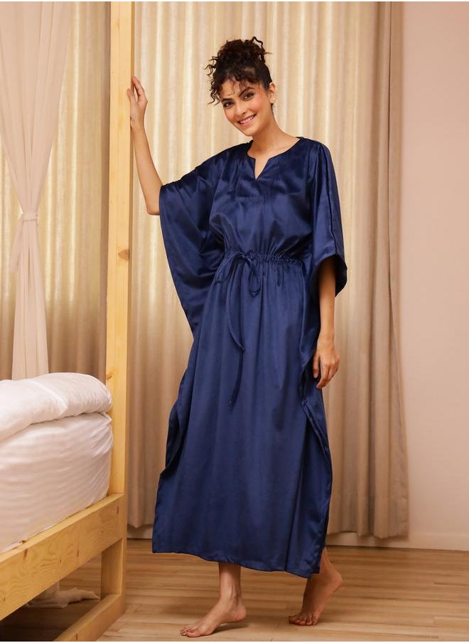 sanskrutihomes Velvet Look Waist Tie-Up Kaftan Nightdress by Styli  - Image 3