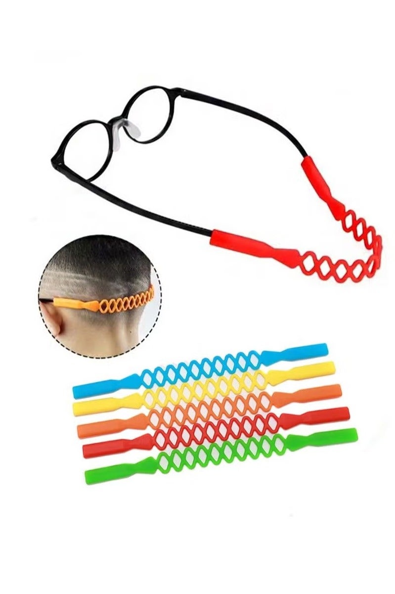نظارات للأطفال أحزمة نظارات رياضية أحزمة حبل 5 حزمة أحزمة نظارات شمسية نظارات غير انزلاق نظارات صبي حامل أحزمة ، تصميم ثقب 2 يناسب معظم النظارات (5 ألوان) - Image 1