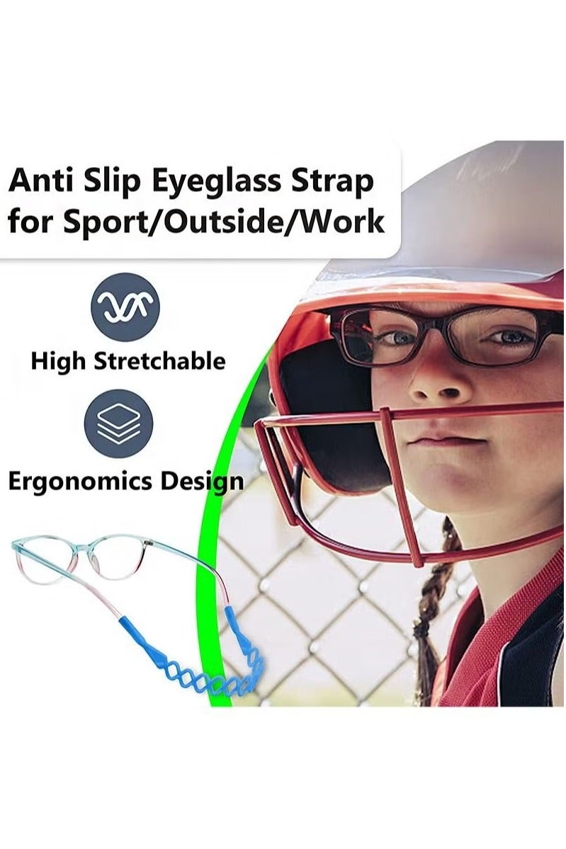 نظارات للأطفال أحزمة نظارات رياضية أحزمة حبل 5 حزمة أحزمة نظارات شمسية نظارات غير انزلاق نظارات صبي حامل أحزمة ، تصميم ثقب 2 يناسب معظم النظارات (5 ألوان) - Image 2