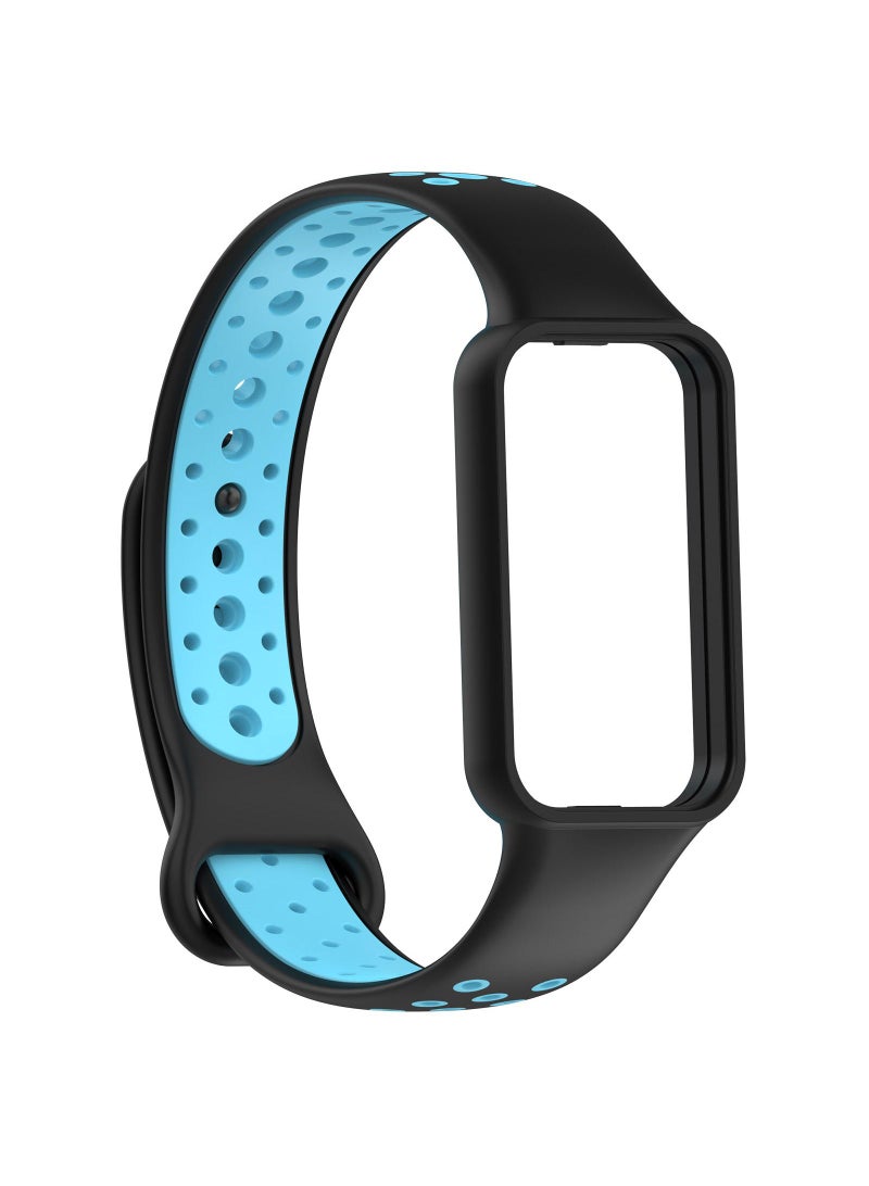 1 قطعة حزام ساعة لساعة Redmi Band 2/Xiaomi Band 8 Active، أسود/أزرق - Image 1