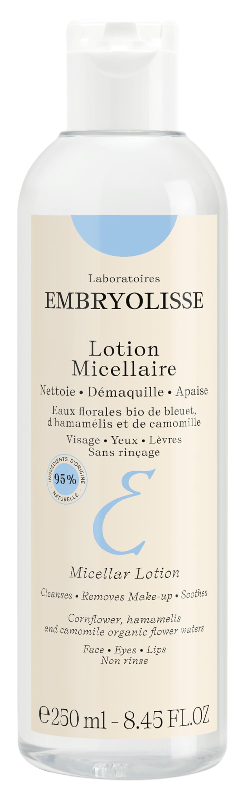 Embryolisse Gentle Micellar Lotion for Face and Eyes. Natural Floral Water Makeup Remover & Cleansing Care With Chamomile, Cornflower & Witch Hazel, 8.45 Fl Oz