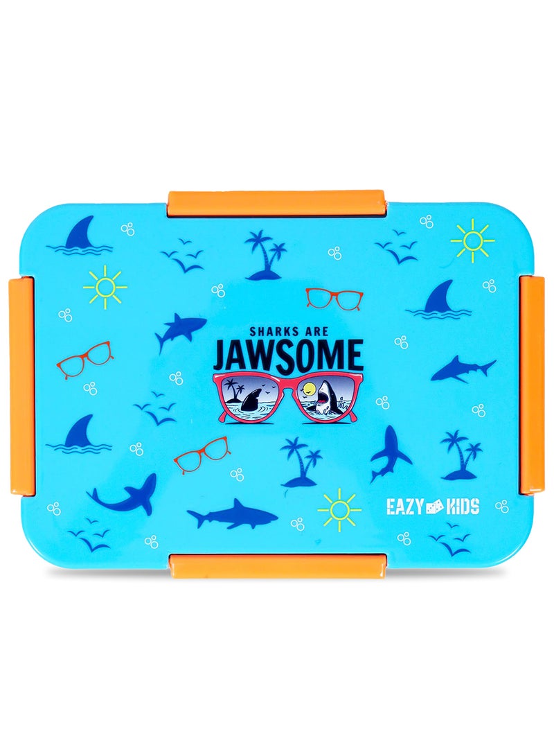 Eazy Kids صندوق غداء قابل للتحويل من 1 ، 2 ، 3 ، 4 قسم على شكل قرش رائع - أزرق - Image 4