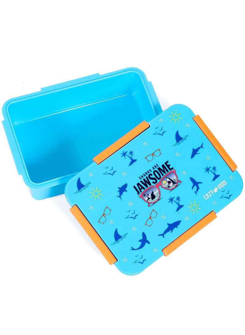 Eazy Kids صندوق غداء قابل للتحويل من 1 ، 2 ، 3 ، 4 قسم على شكل قرش رائع - أزرق - Image 3