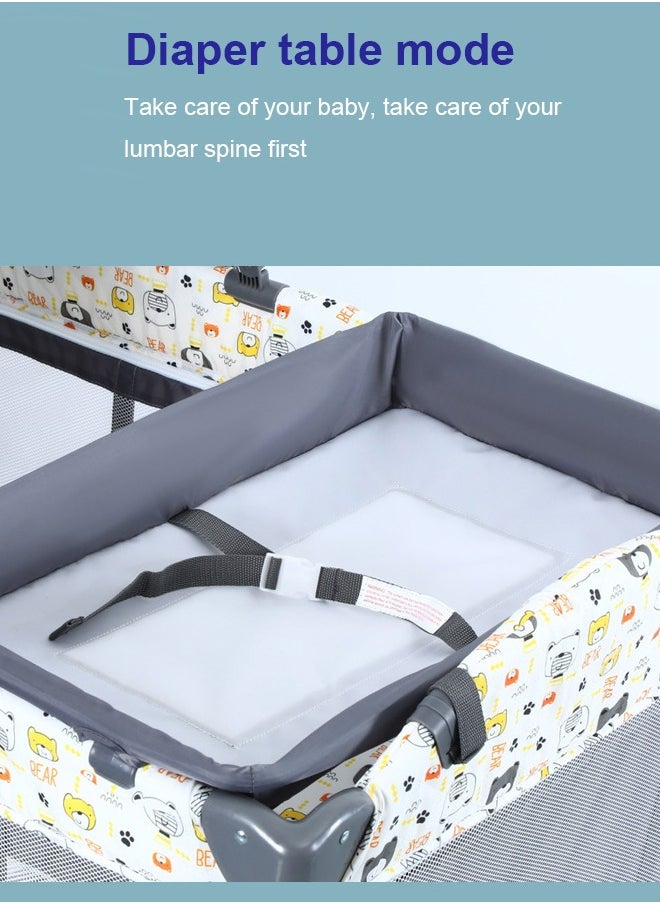 Occuwzz - Double Layers Baby Crib Portable Foldable and Movable Diaper Table Baby Care Table Crib with Mosquito Net for 0-36 Months Old Toddler - Image 1