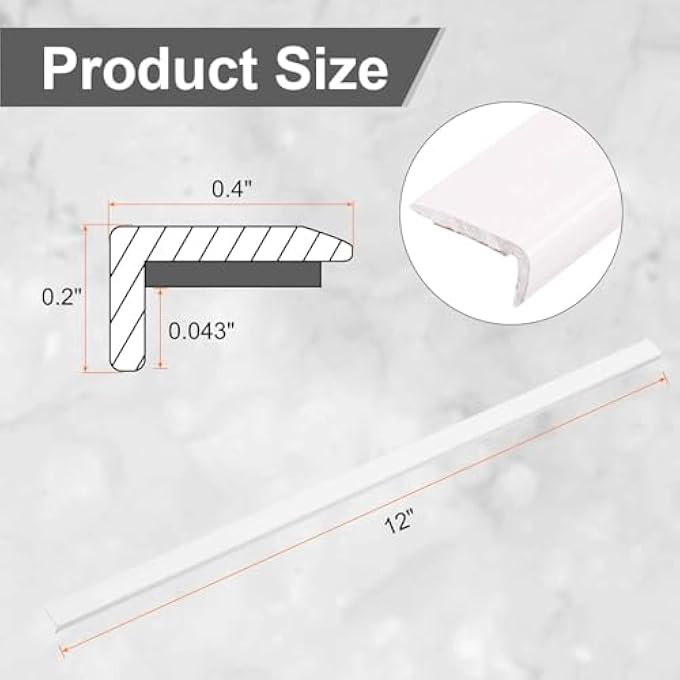 20PCS TILE EDGE TRIM 12" X 0.4" PEEL AND STICK BACKSPLASH TRIM ALUMINUM ALLOY SELF ADHESIVE L-SHAPE OUTSIDE CORNER STRIP FOR KITCHEN TAILGATES MIRROR FRAME FURNITURE, MATTE WHITE - Image 2