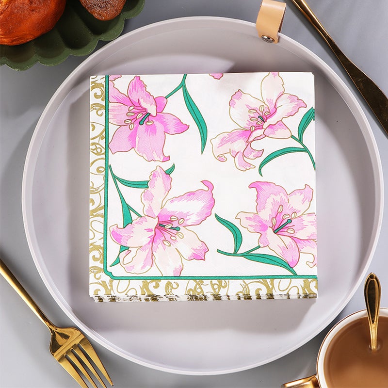 Supply Spot New Leaves Color Printing Napkin Paper Towel Western Restaurant Bakery For Facial Tissue - Image 1