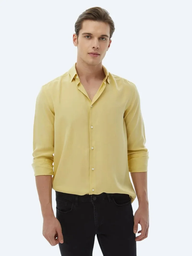 كيب قميص ليمون مولد بقصة عادية ونسيج كاجوال