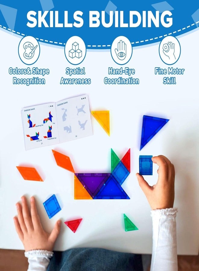 YPLUS Mini Magnetic Tiles Travel Magnetic Blocks Building Toys, 700 Shapes 3D Magnet Tangrams Puzzle, Toddlers Montessori Road Trip Toys STEM Educational Activity for Kids 4-8, 8-12 - Image 4