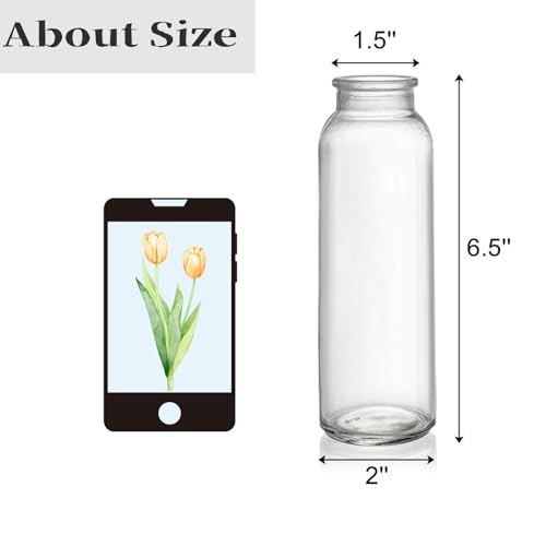 Lyellfe Set of 12 Glass Bud Vase, Clear Vases for Flowers, Small Vintage Floral Vase in Bulk for Centerpieces, Office, Dinning Table, Wedding Reception - Image 2
