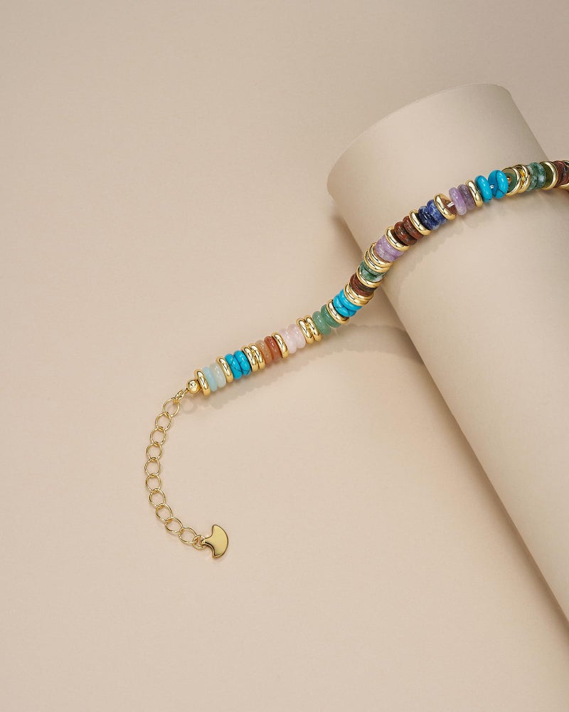 SNGIA Colorful 18K Gold Plated Rainbow Bracelets for Women, Stack Bangle Beaded Stone Jewelry Accessories Set for Woman, Trendy Fashion Jewelry Gifts (Earth) - Image 5