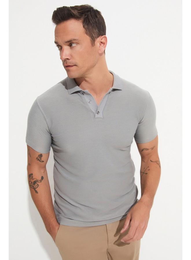 جون تيشيرت رجالي مطبوع رمادي فاتح - Image 3