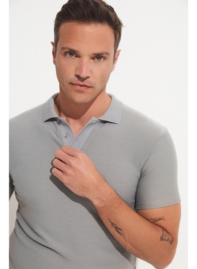 جون تيشيرت رجالي مطبوع رمادي فاتح - Image 2