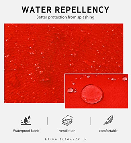 Syntus 2 Pack Adjustable Bib Apron Waterdrop Resistant with 2 Pockets Cooking Kitchen Aprons for BBQ Drawing, Women Men Chef, Red - Image 3