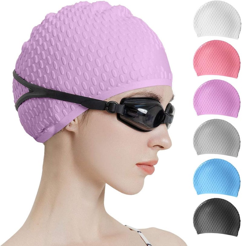 Tripsky Silicone Swim Cap,Comfortable Bathing Cap Ideal for Curly Short Medium Long Hair, Swimming Cap for Women and Men, Shower Caps Keep Hairstyle Unchanged… - Image 1