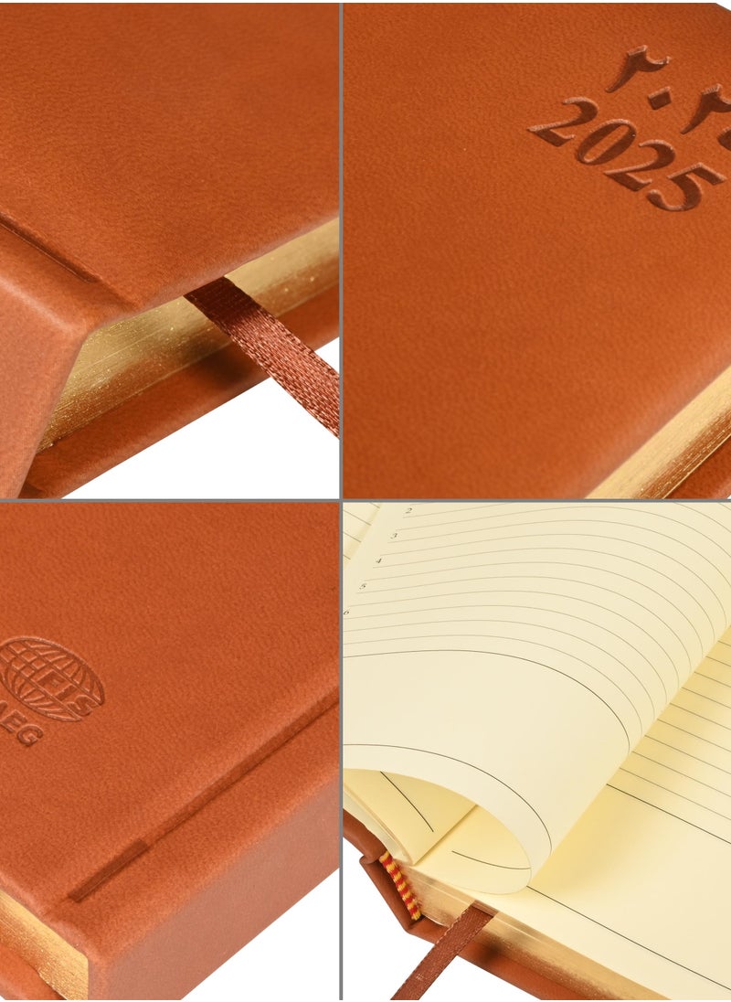 FIS FIS Golden Diary 2025 (Arabic/English) A5, Italian PU, 1-Side Padded, Brown - FSDI20AEG25BR  - Image 3