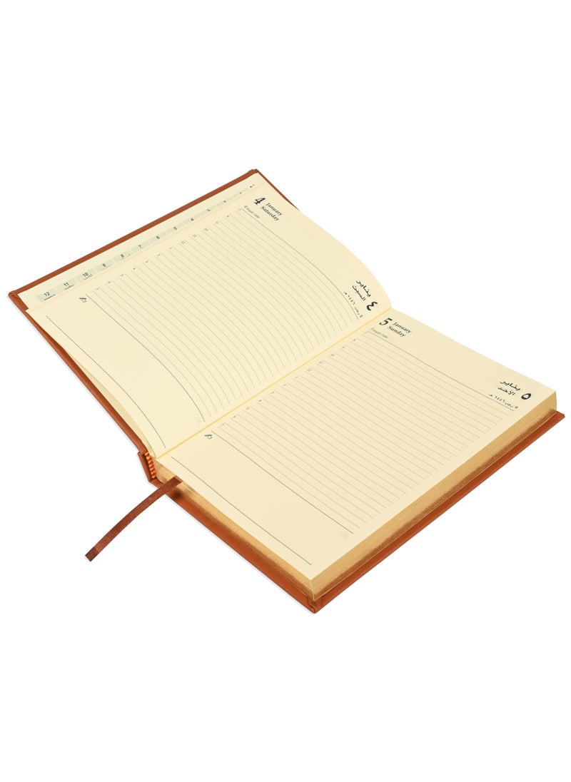 FIS FIS Golden Diary 2025 (Arabic/English) A5, Italian PU, 1-Side Padded, Brown - FSDI20AEG25BR  - Image 2