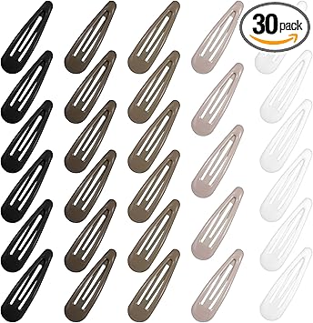 Bremorou 30Pcs Snap Hair Clips Women Matte Finish Colorful Color AntiSlip Snap Clip Water Drop Non Slip Hair Barrettes For Thick And Thin Fine Hair Heavy Coated Metal Hair Clips Accessory Mixed Color 19 - Image 1