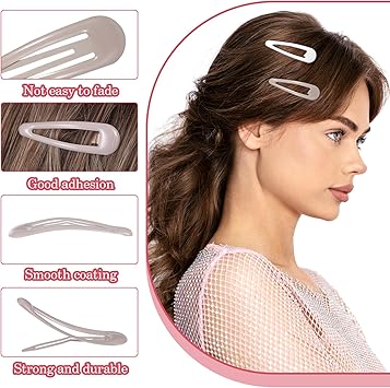 Bremorou 30Pcs Snap Hair Clips Women Matte Finish Colorful Color AntiSlip Snap Clip Water Drop Non Slip Hair Barrettes For Thick And Thin Fine Hair Heavy Coated Metal Hair Clips Accessory Mixed Color 19 - Image 3