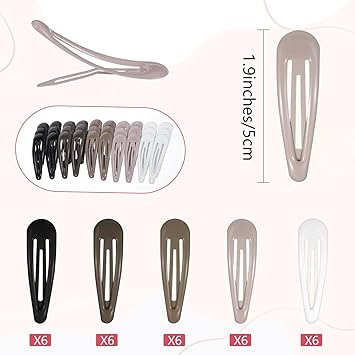 Bremorou 30Pcs Snap Hair Clips Women Matte Finish Colorful Color AntiSlip Snap Clip Water Drop Non Slip Hair Barrettes For Thick And Thin Fine Hair Heavy Coated Metal Hair Clips Accessory Mixed Color 19 - Image 2