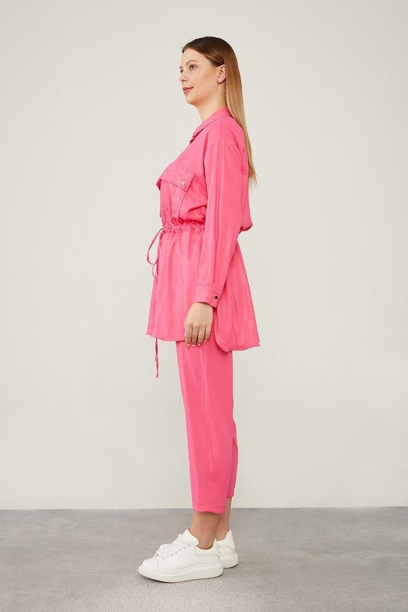 Levidor Fuchsia Waist Drawstring Trousers Sports Suit - Image 4