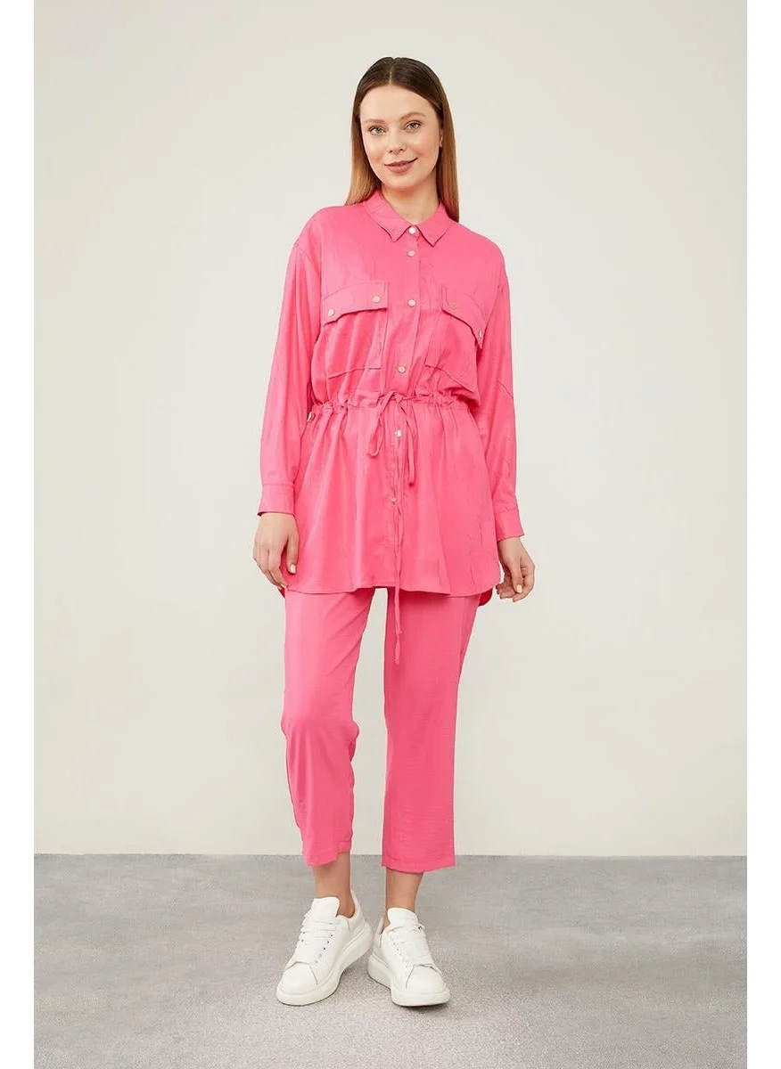 ليفيدور Fuchsia Waist Drawstring Trousers Sports Suit