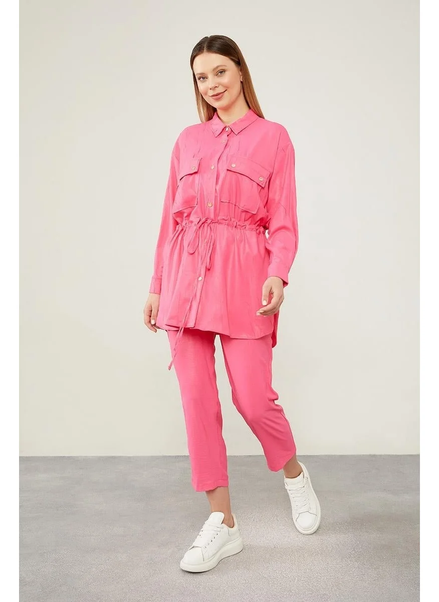 ليفيدور Fuchsia Waist Drawstring Trousers Sports Suit