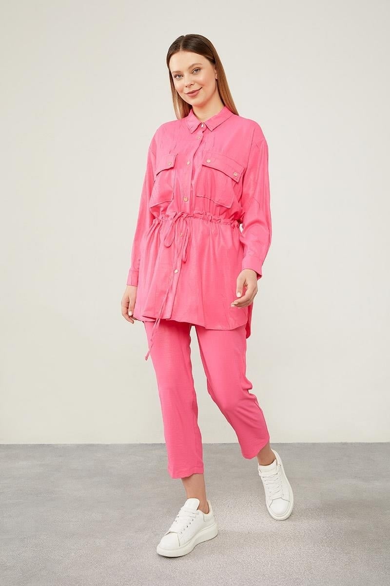 Levidor Fuchsia Waist Drawstring Trousers Sports Suit - Image 1